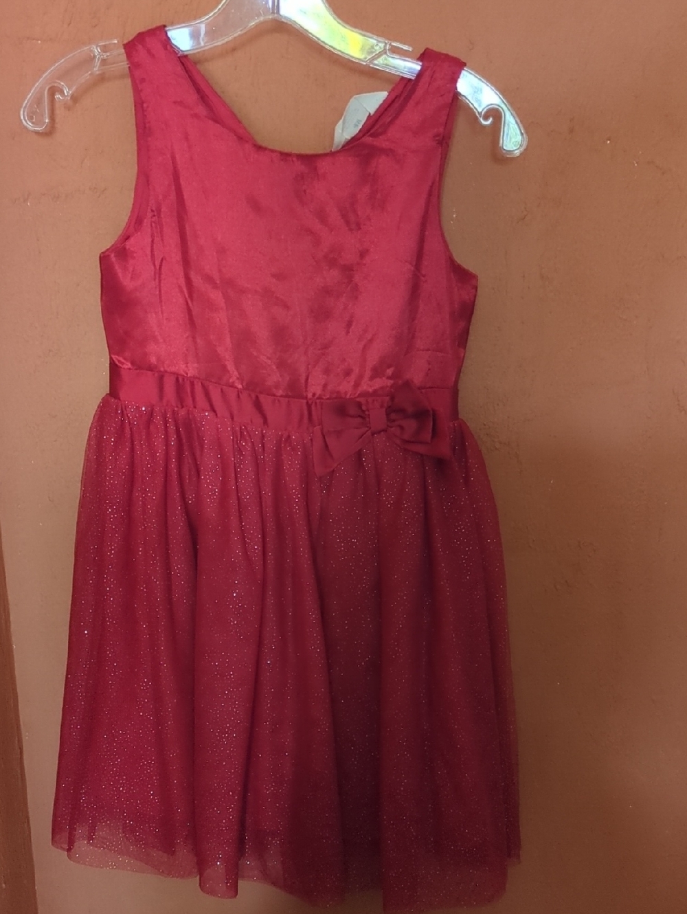 H&M Red Glitter Tulle Bow Party Dress